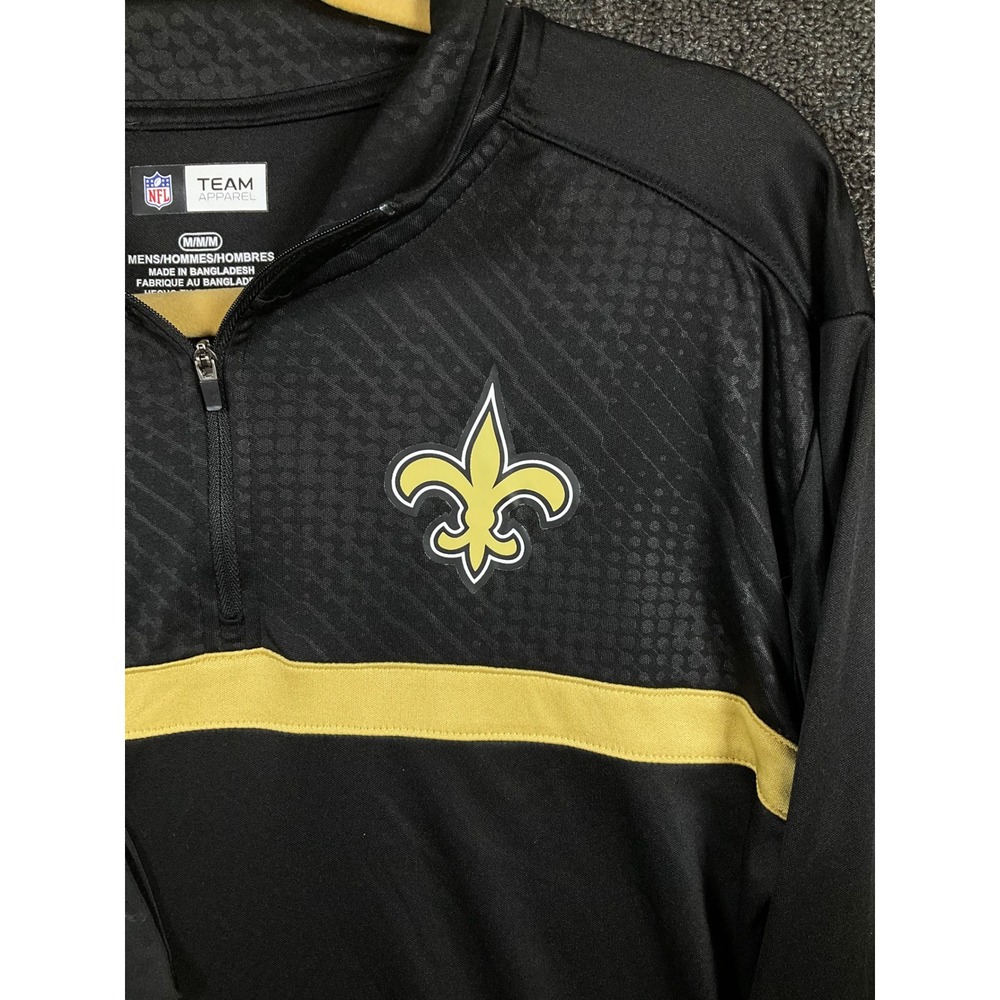 NFL Team Apparel New Orleans Saints Mens Quarter Zip Pullover Black Gold Medium - Picture 4 of 7